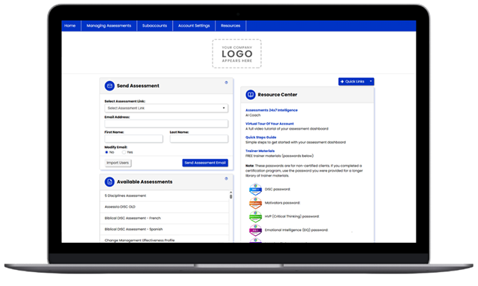 platform dashboard on laptop